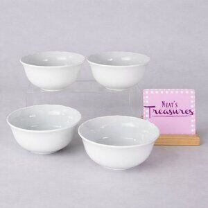 Ikea of Sweden UPPLAGA 21986 White Scalloped Porcelain All Purpose Bowls Set 4